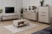 Highboard >Arona< 4 Türen, 2 Schubladen, 4 Böden, in Sand / Schwarz - 90x140x38cm (BxHxT)