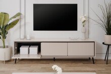Lowboard >Arona< 3 Klappen, in Sand / Schwarz - 175x50x38cm (BxHxT)