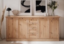 Anrichte >Timber< Landhaus, 4 Türen, 4 Schubladen, 4 Böden, in Artisan Eiche Dekor
 - 200x90x40cm (BxHxT)