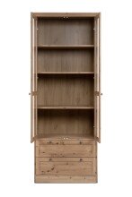 Vitrine >Timber< Landhaus, 2 Türen, 2 Schubladen, 3 Böden, in Artisan Eiche Dekor / Glas - 80x200x45cm (BxHxT)
