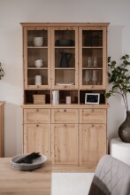 Buffet >Timber< Landhaus, 6 Türen, 3 Schubladen, in Glas /  Artisan Eiche Dekor - 120x200x40cm (BxHxT)