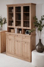 Buffet >Timber< Landhaus, 6 Türen, 3 Schubladen, in Glas /  Artisan Eiche Dekor - 120x200x40cm (BxHxT)
