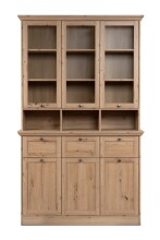 Buffet >Timber< Landhaus, 6 Türen, 3 Schubladen, in Glas /  Artisan Eiche Dekor - 120x200x40cm (BxHxT)