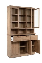 Buffet >Timber< Landhaus, 6 Türen, 3 Schubladen, in Glas /  Artisan Eiche Dekor - 120x200x40cm (BxHxT)