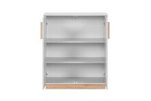 Kommode >Split< 2 Türen, 2 Böden, in steingrau / Jackson Hickory Dekor - 82x94x40cm (BxHxT)