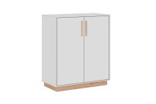 Kommode >Split< 2 Türen, 2 Böden, in steingrau / Jackson Hickory Dekor - 82x94x40cm (BxHxT)