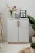 Kommode >Split< 2 Türen, 2 Böden, in steingrau / Jackson Hickory Dekor - 82x94x40cm (BxHxT)