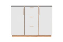 Sideboard >Split< 2 Türen, 3 Schubladen, 4 Böden, in steingrau / Jackson Hickory Dekor - 125x94x40cm (BxHxT)