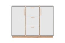 Sideboard >Split< 2 Türen, 3 Schubladen, 4 Böden, in steingrau / Jackson Hickory Dekor - 125x94x40cm (BxHxT)