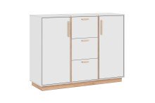 Sideboard >Split< 2 Türen, 3 Schubladen, 4 Böden, in steingrau / Jackson Hickory Dekor - 125x94x40cm (BxHxT)