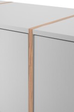 Sideboard >Split< 2 Glastüren, 3 Schubladen, 2 Böden, in steingrau / Jackson Hickory Dekor - 162,5x94x40cm (BxHxT)