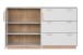 Sideboard >Split< 2 Glastüren, 3 Schubladen, 2 Böden, in steingrau / Jackson Hickory Dekor - 162,5x94x40cm (BxHxT)