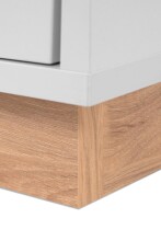 Kombikommode >Split< 4 Türen davon 2 mit Glas, 3 Schubladen, 4 Böden, steingrau / Jackson Hickory Dekor - 204x94x40cm (BxHxT)