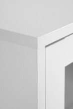 Kombikommode >Split< 4 Türen davon 2 mit Glas, 3 Schubladen, 4 Böden, steingrau / Jackson Hickory Dekor - 204x94x40cm (BxHxT)