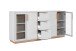 Kombikommode >Split< 4 Türen davon 2 mit Glas, 3 Schubladen, 4 Böden, steingrau / Jackson Hickory Dekor - 204x94x40cm (BxHxT)