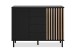 Sideboard >Monza< 2 Türen, 4 Schubladen, 2 Böden, 3D-Lamellen-Optik, schwarz / Dekor Artisan Eiche - 118x90x40cm (BxHxT)