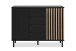 Sideboard >Monza< 2 Türen, 4 Schubladen, 2 Böden, 3D-Lamellen-Optik, schwarz / Dekor Artisan Eiche - 118x90x40cm (BxHxT)