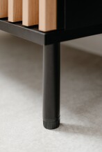 Kommode >Monza< 2 Türen, 2 Böden, 3D-Lamellen-Optik, in schwarz / Dekor Artisan Eiche - 80x90x40cm (BxHxT)
