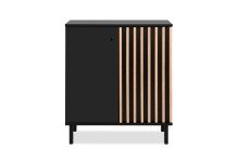 Kommode >Monza< 2 Türen, 2 Böden, 3D-Lamellen-Optik, in schwarz / Dekor Artisan Eiche - 80x90x40cm (BxHxT)