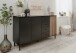 Sideboard >Monza< 2 Türen, 4 Schubladen, 2 Böden, 3D-Lamellen-Optik, in schwarz / Dekor Artisan Eiche - 160x90x40cm (BxHxT)