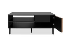 Couchtisch >Monza< 2 Türen, 3D-Lamellen-Optik, in schwarz / Dekor Artisan Eiche - 110,5x47x67cm (BxHxT)