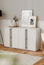 Sideboard >Almo< 4 Türen, 2 Böden, in Dekor Artisan Eiche weiß - 145,5x85x38,5cm (BxHxT)