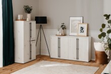 Sideboard >Almo< 4 Türen, 2 Böden, in Dekor Artisan Eiche weiß - 145,5x85x38,5cm (BxHxT)