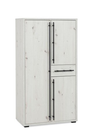 Highboard >Almo< 3 Türen, 1 Schublade, 5 Böden, in Dekor Artisan Eiche weiß - 75,3x140x38,5cm (BxHxT)