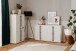 Highboard >Almo< 3 Türen, 1 Schublade, 5 Böden, in Dekor Artisan Eiche weiß - 75,3x140x38,5cm (BxHxT)