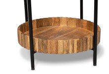 Beistelltisch >Jason 1< in Glas / Metall schwarz und Mangoholz massiv - 62cm (H)