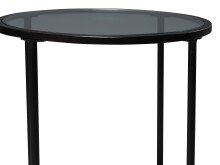 Beistelltisch >Jason 1< in Glas / Metall schwarz und Mangoholz massiv - 62cm (H)