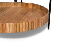 Couchtisch >Jason 2< in Glas, Metall schwarz, Mangoholz massiv - 48x78cm (HxD)