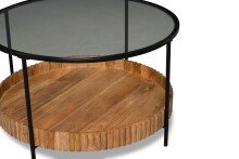 Couchtisch >Jason 2< in Glas, Metall schwarz, Mangoholz massiv - 48x78cm (HxD)