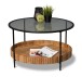 Couchtisch >Jason 2< in Glas, Metall schwarz, Mangoholz massiv - 48x78cm (HxD)