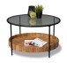 Couchtisch >Jason 2< in Glas, Metall schwarz, Mangoholz massiv - 48x78cm (HxD)