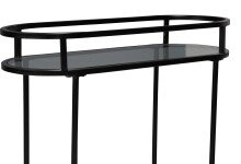 Servierwagen >Jason 5< rollbar, Glas, Metall schwarz, Mangoholz massiv - 70x86x30 (LxHxT)