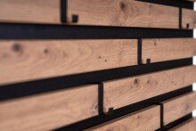 Garderobenpaneel >Tip 1< 6 Haken, 3D Artisaneiche Dekor, Metall schwarz - 80x40 (LxH)