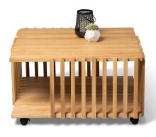 Couchtisch >Malik< rollbar, Wildeiche massiv geölt - 75x40x75cm (BxHxT)