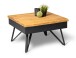 Couchtisch >Dubai 3< 2 Schubladen, Baumkante, Metall anthrazit / Wildeiche massiv - 75x75x45cm (LxBxH)