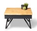 Couchtisch >Dubai 3< 2 Schubladen, Baumkante, Metall anthrazit / Wildeiche massiv - 75x75x45cm (LxBxH)