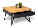 Couchtisch >Dubai 3< 2 Schubladen, Baumkante, Metall anthrazit / Wildeiche massiv - 75x75x45cm (LxBxH)