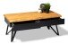 Couchtisch >Dubai 4< 2 Schubladen, Baumkante, Metall anthrazit / Wildeiche massiv - 110x45x60cm (LxHxT)