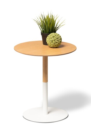 Beistelltisch >Zoe 1< rund, Eiche furniert / weiss - 46x40cm (HxD)