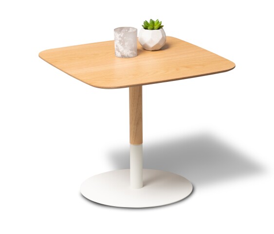 Beistelltisch >Zoe 2< Eiche furniert / weiss - 48x40x48cm (BxHxT)