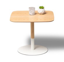 Beistelltisch >Zoe 2< Eiche furniert / weiss - 48x40x48cm (BxHxT)