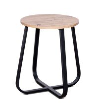 Beistelltisch >Merle 1< rund, Metall schwarz / Artisaneiche Dekor - 50x40cm (HxD)