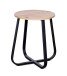 Beistelltisch >Merle 1< rund, Metall schwarz / Artisaneiche Dekor - 50x40cm (HxD)