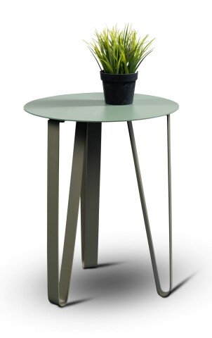 Beistelltisch >Emil 1< rund, Metall grün pulverbeschichtet - 50x40cm (HxD)