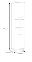 Seitenschrank >Veris< 2 Türen, 1 Schublade, 1 Fach, Old-Wood Vintage Dekor / Betonoptik - 40,2x186,8x34,8cm B/H/T