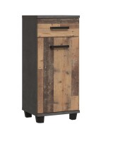 Badkommode >Veris< 1 Tür, 1 Schublade, Old-Wood Vintage Dekor / Betonoptik - 40,2x90,8x34,8cm B/H/T